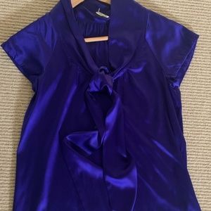 Theory Womens Violan Silk Blouse Purple Blue, size P